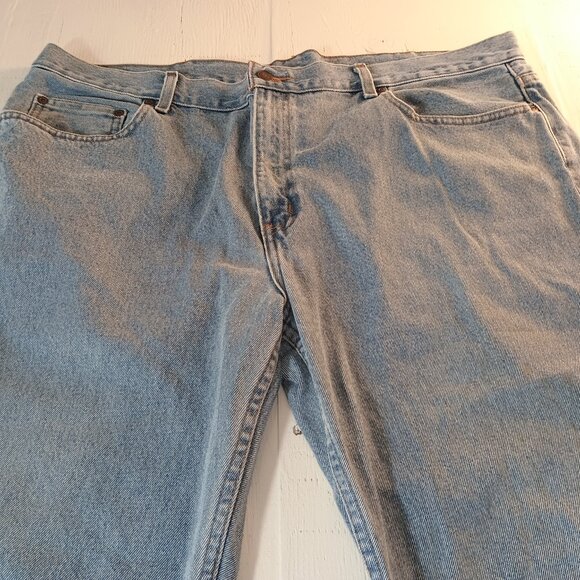 Men's 42x30 Denim Blue Jeans 5-Pocket 100% Heavy Cotton Cozy Durable Relaxed Fit - Picture 2 of 7
